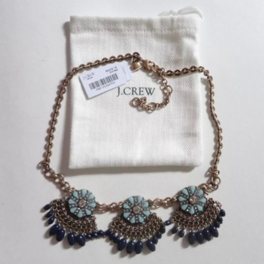 Authentic J. Crew Factory Statement Fan Fringe Necklace NEW